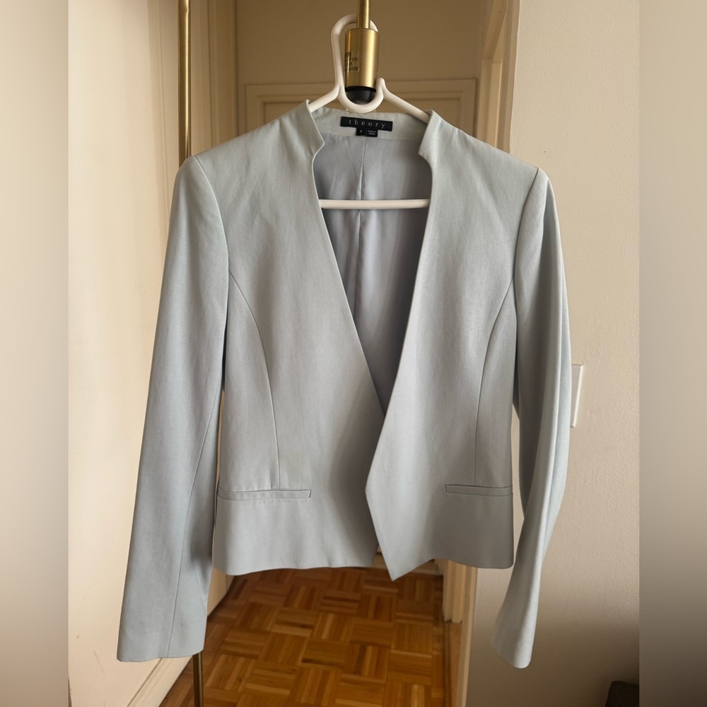 THEORY Viviette Open Front Cropped Blazer Jacket women’s Size 8.